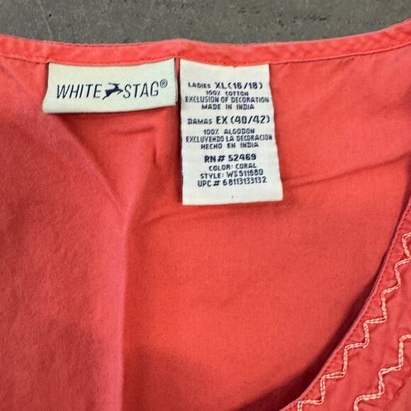 Vintage Y2K Salmon Embroidered Floral Fairy Button Up Tank Top Women's XL - Picture 3 of 5